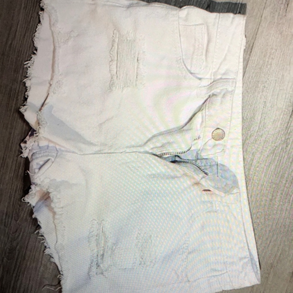 Shein white denim cut off shorts